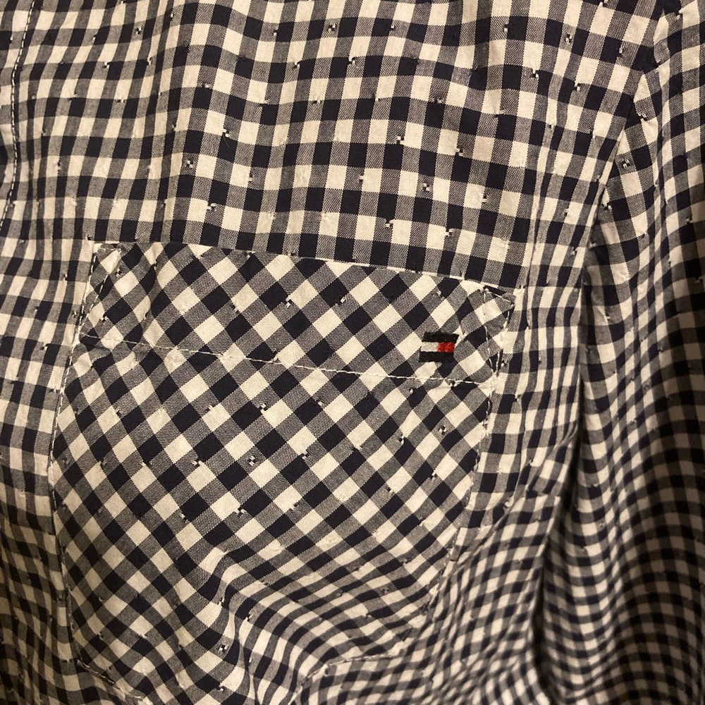 Tommy Hilfiger Navy/white check blouse size Medium - Picture 2 of 7